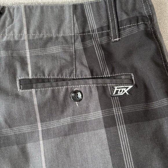 Fox Shorts Mens 33 Chino Gray Black Plaid Motocross MX Dirtbike Racing Bermuda - Picture 12 of 13